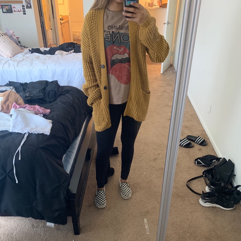 American eagle mustard yellow cardigan